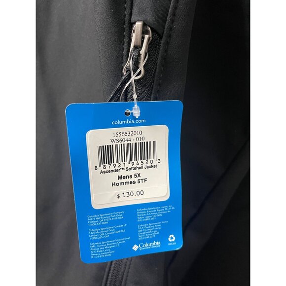 Columbia Men's Ascender Softshell Front-zip Jacket 5X MSRP $130 Black New - Picture 15 of 15